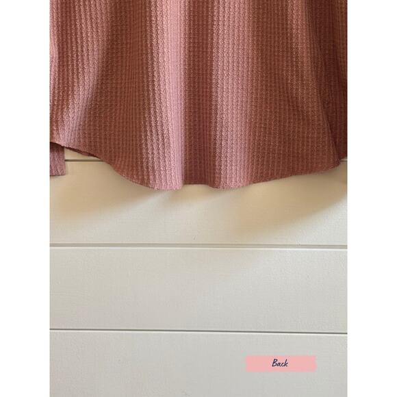 Urban Outfitters Pink Long Sleeve Waffle Knit Shirt | Mens M | Oversized Thermal - Picture 5 of 6